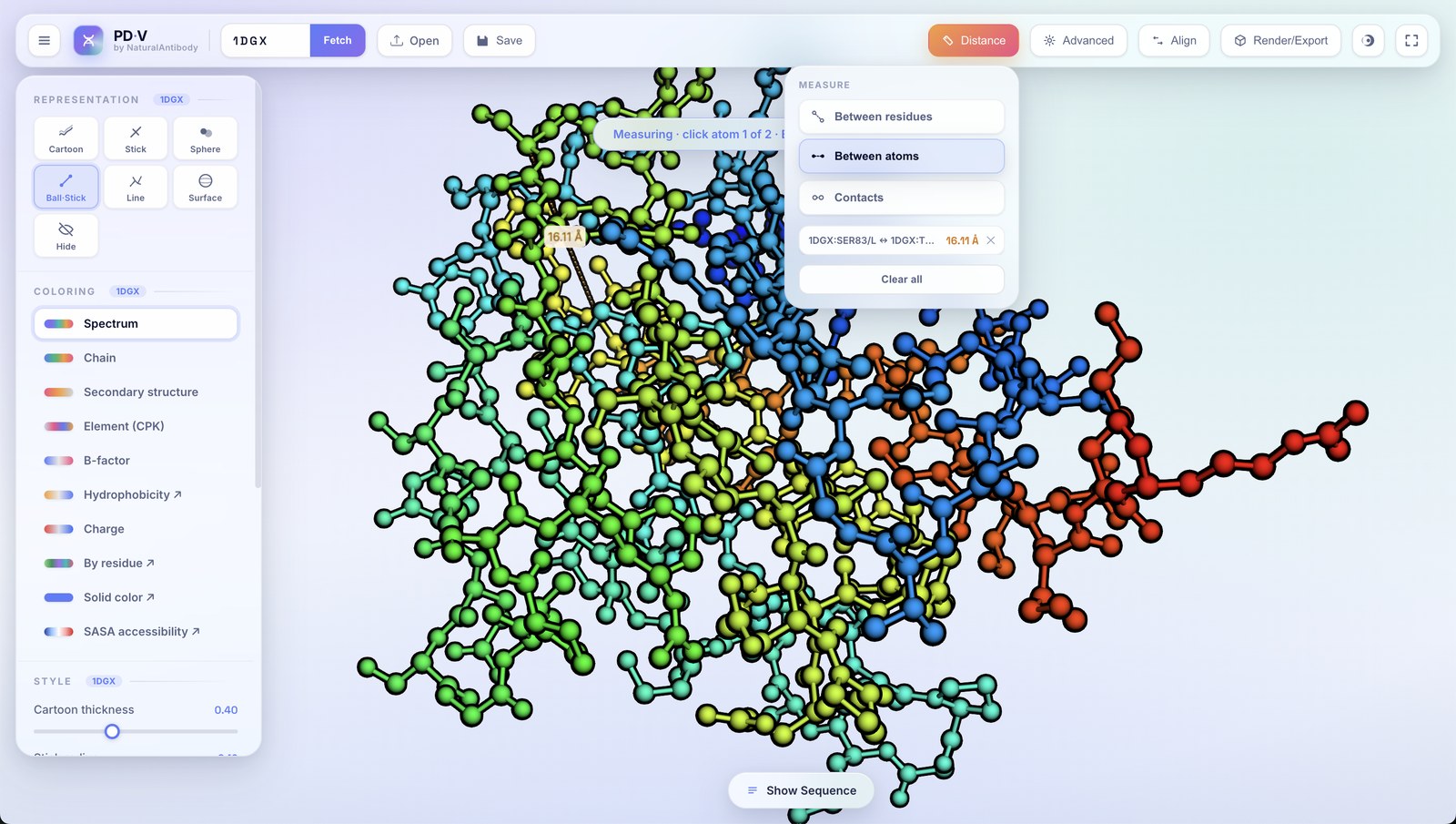 Measuring an atom-to-atom distance